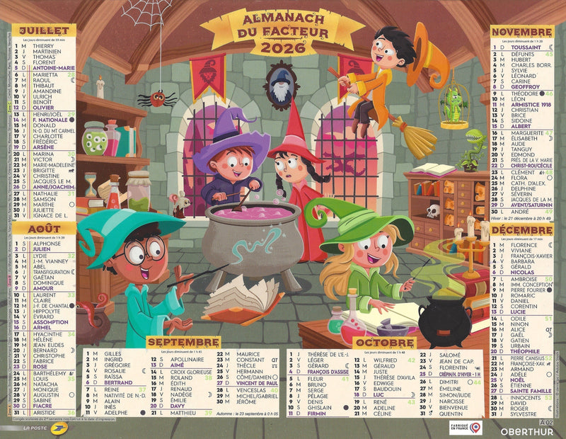 Calendrier du Facteur 2026 - Almanach mural Super-Héros & Sorciers