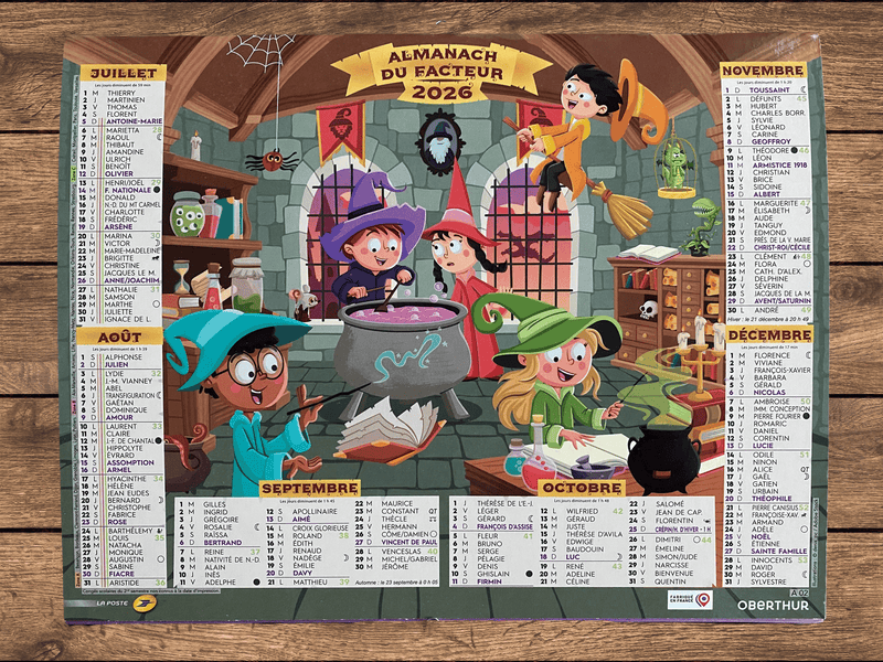 Calendrier Facteur 2026 | Almanach Super-Héros & Petits Sorciers