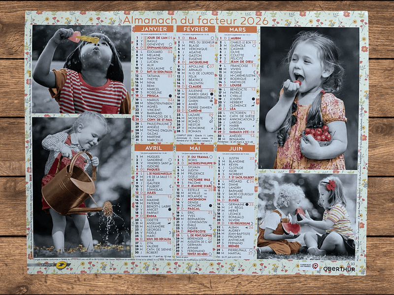 Calendrier Facteur 2026 | Almanach Enfants & Joie