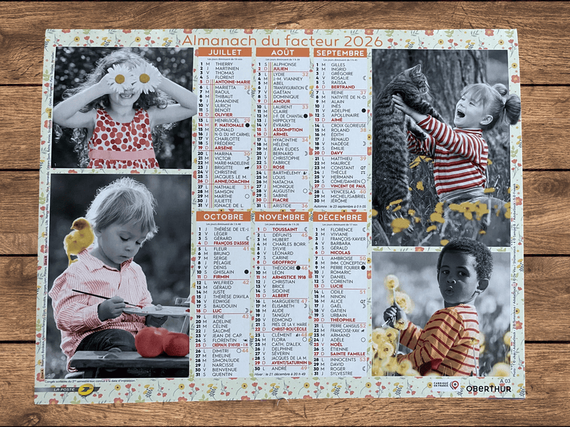 Calendrier Facteur 2026 | Almanach Enfants & Joie