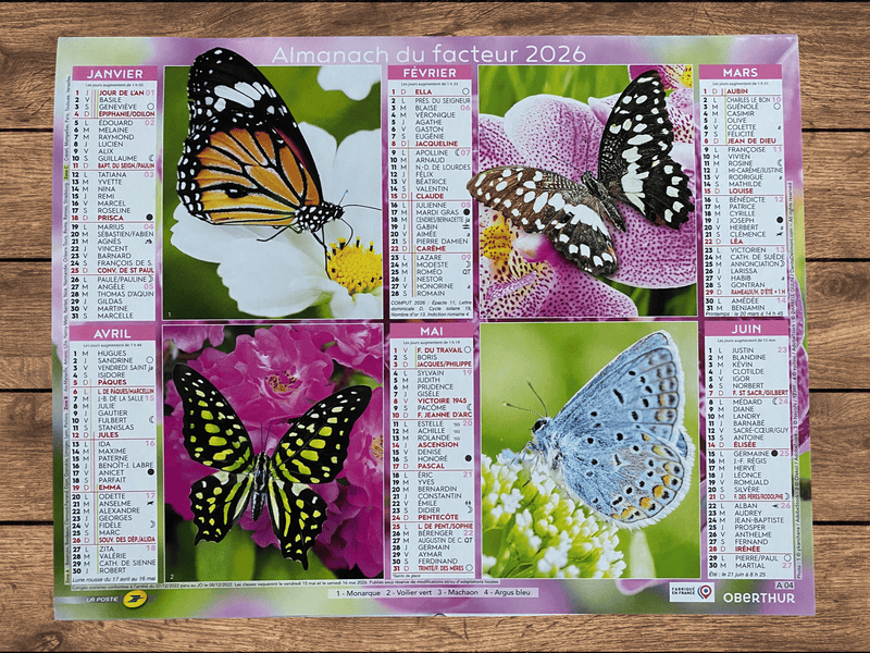 Calendrier Facteur 2026 | Almanach Papillons