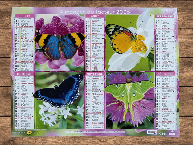 Calendrier Facteur 2026 | Almanach Papillons