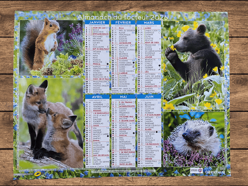 Calendrier Facteur 2026 | Almanach Animaux de la Forêt