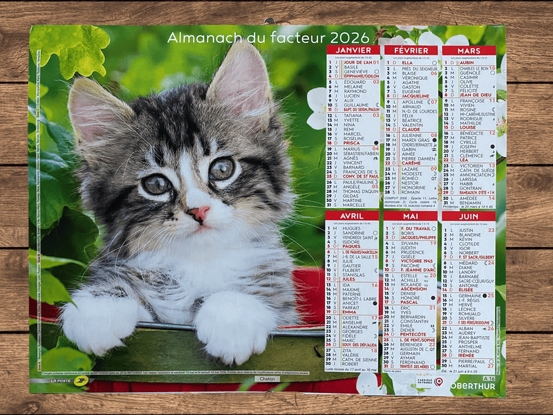 Calendrier Facteur 2026 | Almanach Chatons Adorables