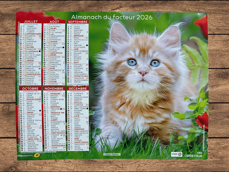 Calendrier Facteur 2026 | Almanach Chatons Adorables