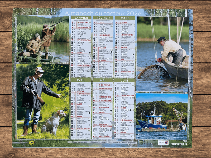 Calendrier Facteur 2026 | Almanach Chasse & Pêche