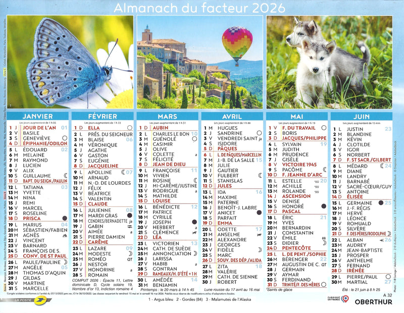 Calendrier du Facteur 2026 | Almanach mural Animaux & Paysages du Monde - Chaton, montagne et plage tropicale édition 2026