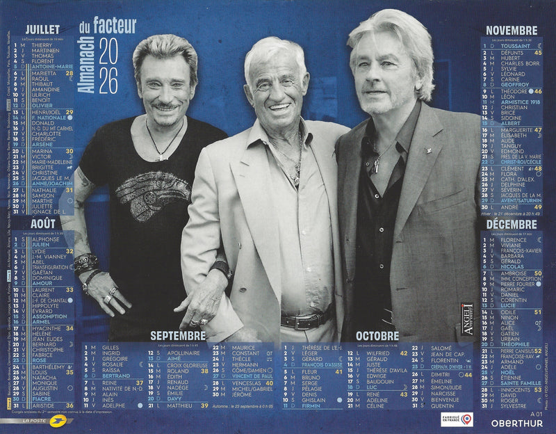 Calendrier du Facteur 2026 | Almanach mural Légendes Françaises - verso de l’édition hommage 2026