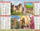 Calendrier du Facteur 2026 | Almanach mural Villages & Patrimoine de France - Cahors, moulin de Kercousquet et Clohars-Carnoët édition 2026